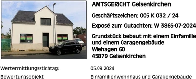Einfamilienhaus, Garagengebäude in Gelsenkirchen
