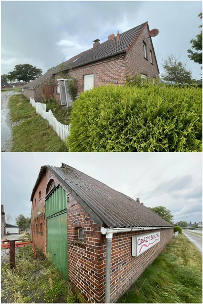 Fehnhaus mit Wohnteil und Scheune in Großeefehn