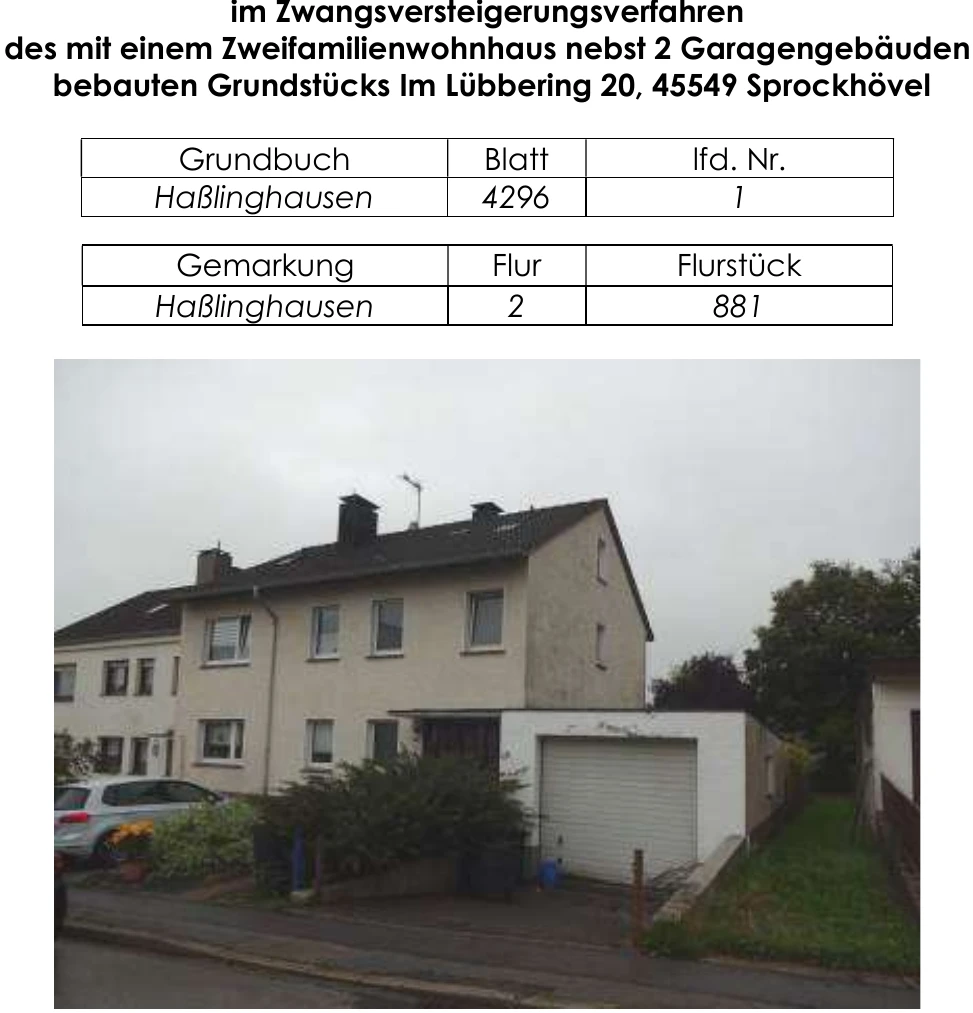 Zweifamilienhaus, Garage und eine Doppelgarage in Sprockhövel — Bild 2