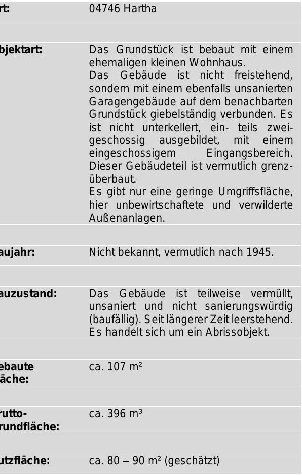 Grundstück in Hartha
