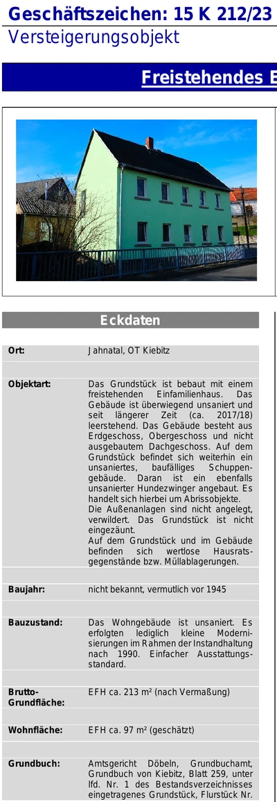 Grundstück in Jahnatal